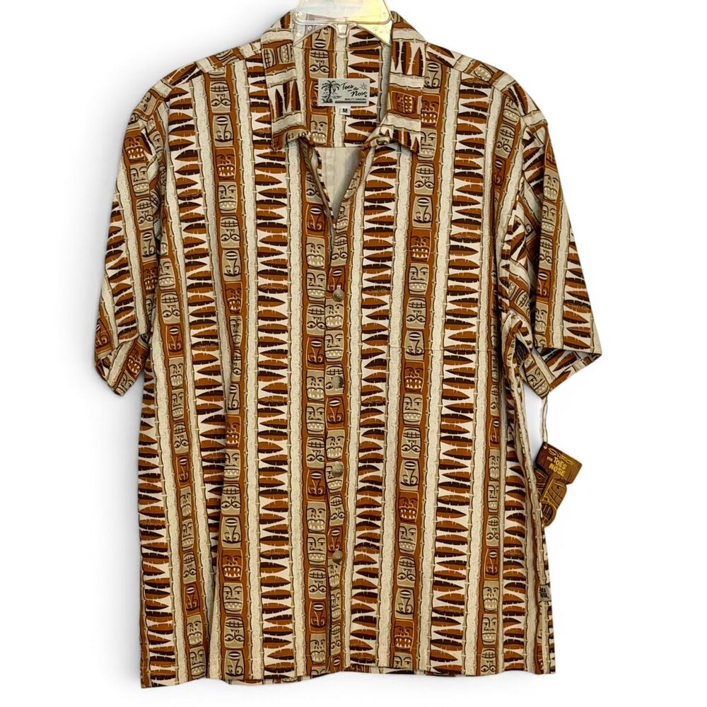 Toes On The Nose SHAG Tiki Shirt NWT Vintage Y2K Aloha Hawaiian Cotton Size M